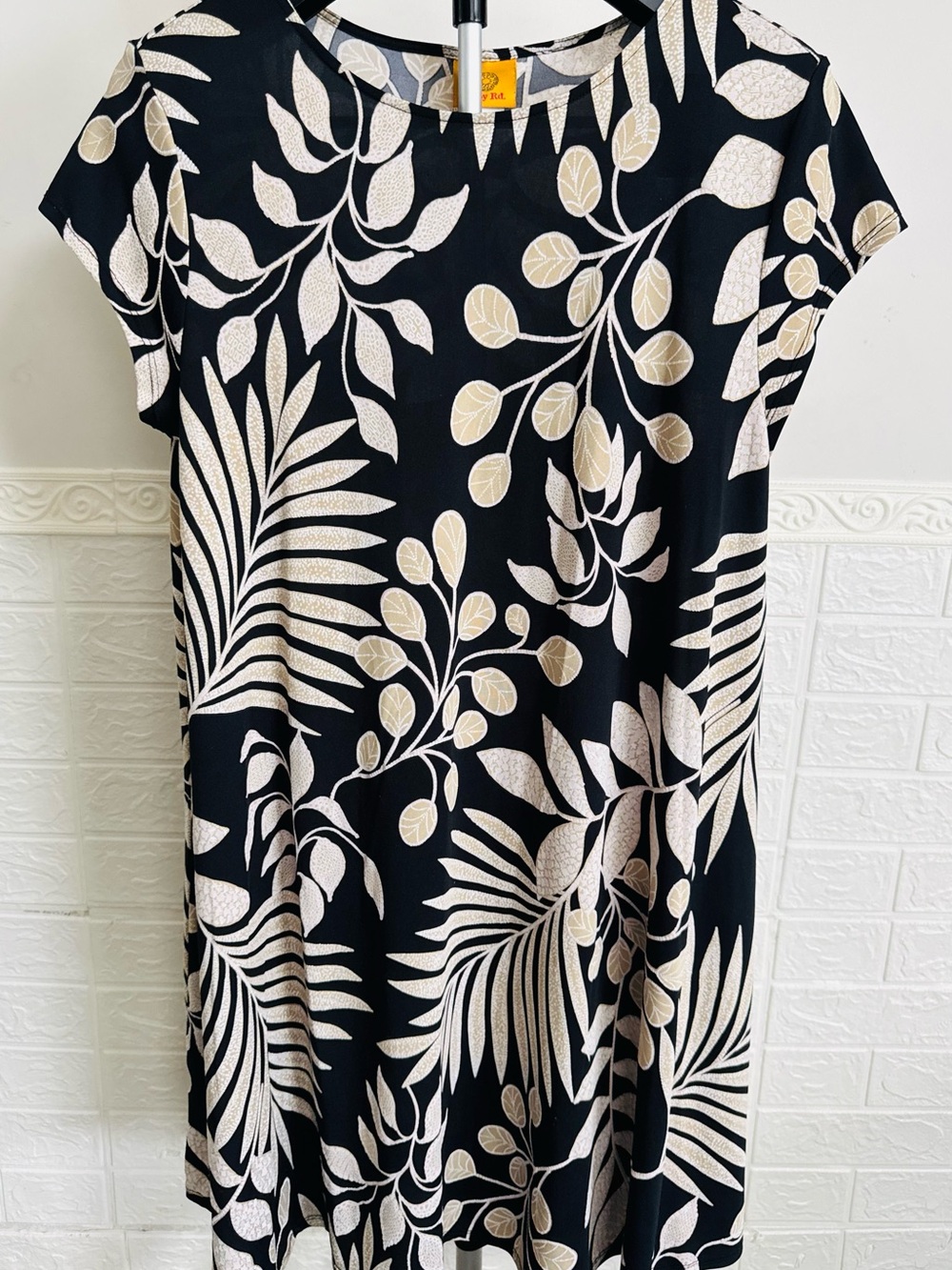 Ruby Rd. Black Midi Dress with Cream Botanical Print